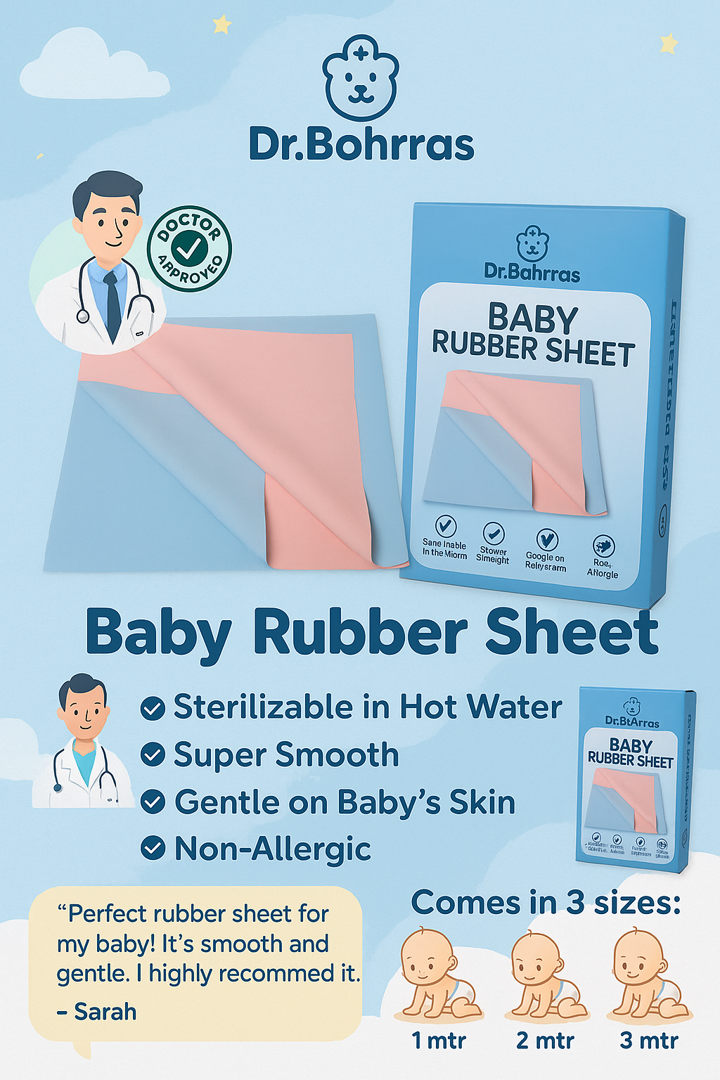 Double colour pink and blue sterilizable rubber sheet