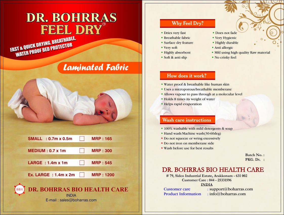 Dr. Bohrras Feel Dry washable quick-drying sheet